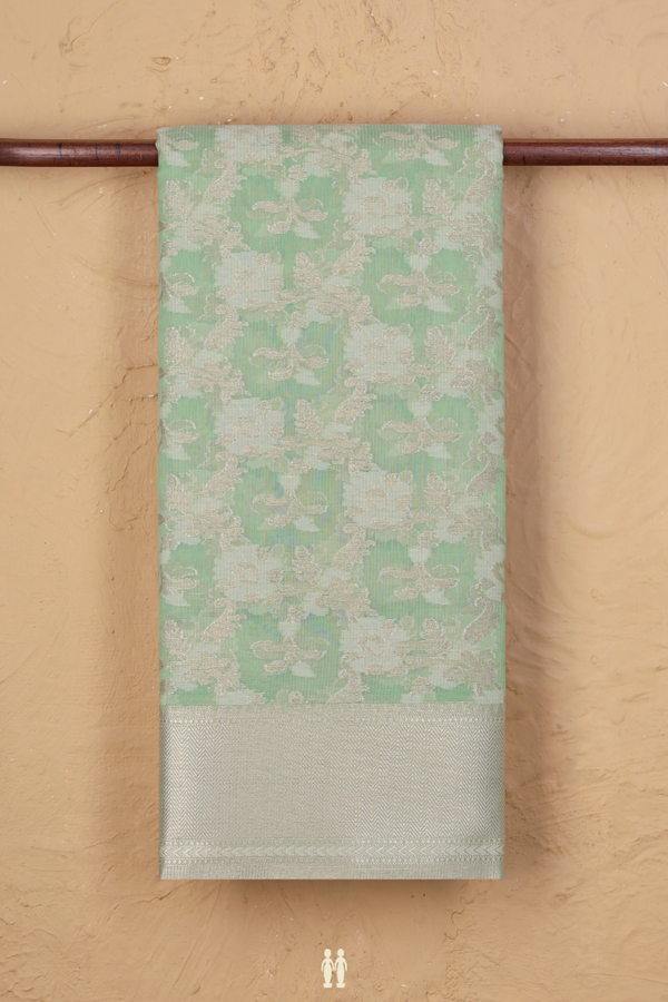 Kota Cotton Saree In Green With Floral Design