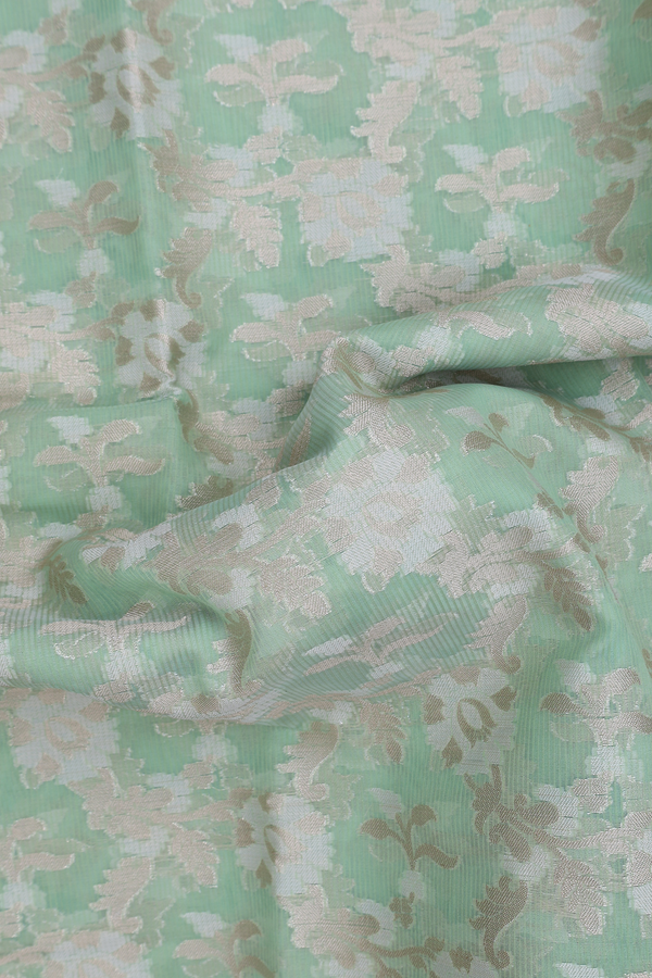 Kota Cotton Saree In Green With Floral Design