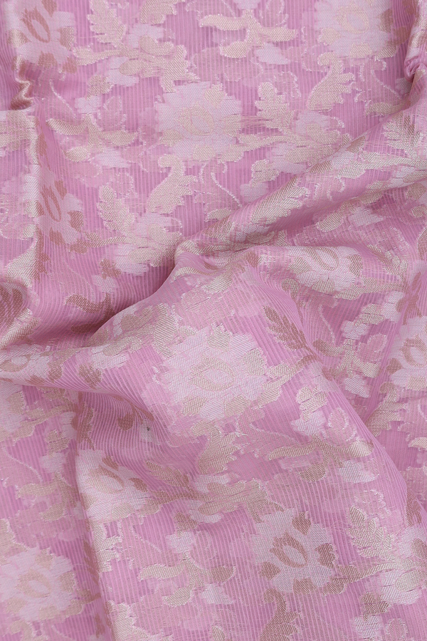 Kota Cotton Saree In Pink With Floral Design