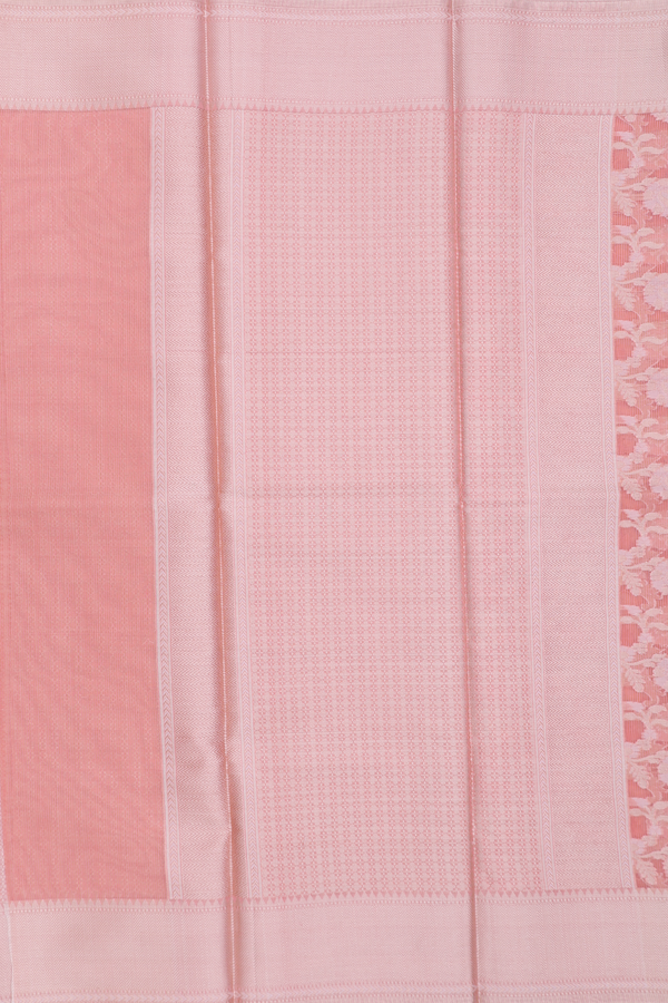 Kota Cotton Saree In Peach With Floral Design