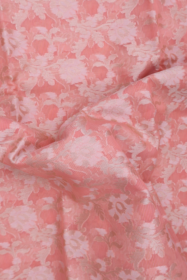 Kota Cotton Saree In Peach With Floral Design