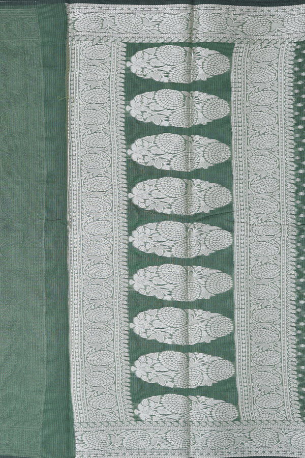 Kota Cotton Saree In Green With Floral Buttis