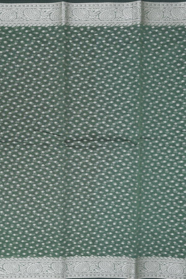 Kota Cotton Saree In Green With Floral Buttis