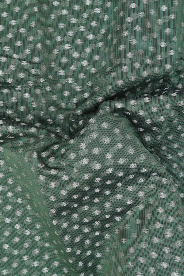 Kota Cotton Saree In Green With Floral Buttis