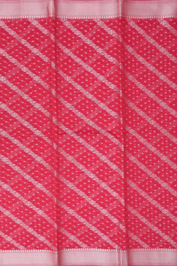 Kota Cotton Saree In Red With Diagonal Design