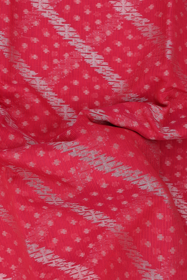 Kota Cotton Saree In Red With Diagonal Design
