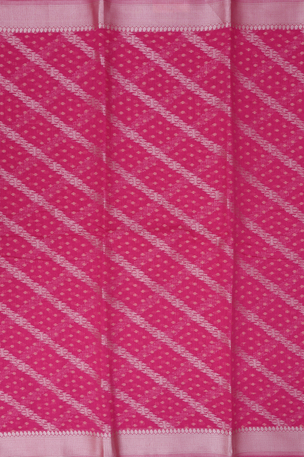 Kota Cotton Saree In Rani Pink With Diagonal Design