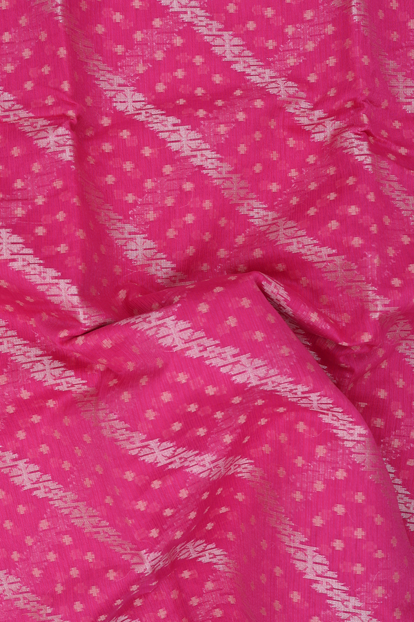 Kota Cotton Saree In Rani Pink With Diagonal Design