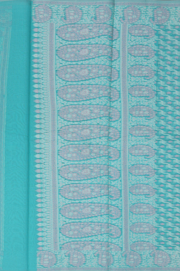 Kota Cotton Saree In Green With Diagonal Design