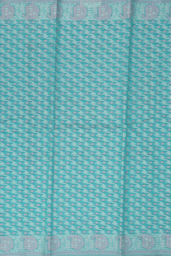 Kota Cotton Saree In Green With Diagonal Design