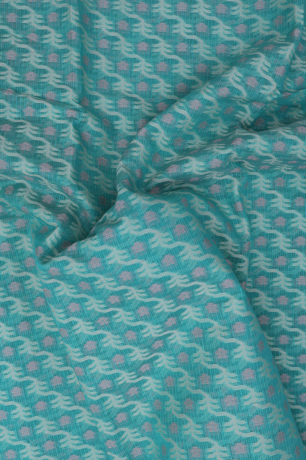 Kota Cotton Saree In Green With Diagonal Design
