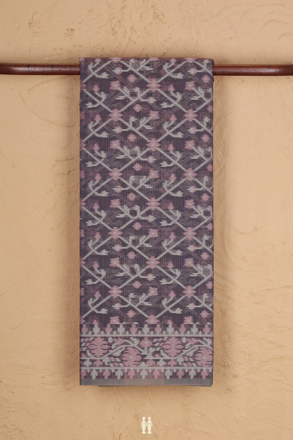 Kota Cotton Saree In Purple With Diamond Design