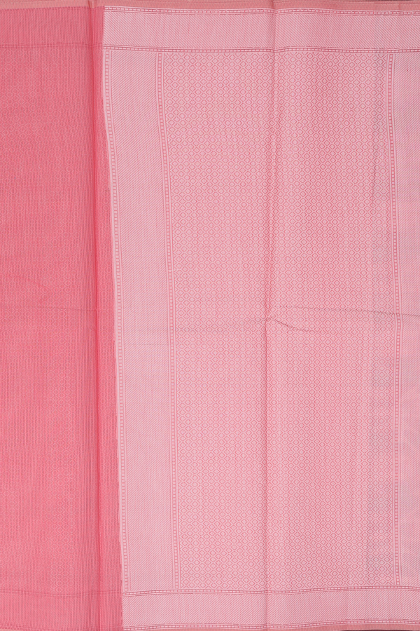 Kota Cotton Saree In Peach With Floral Design