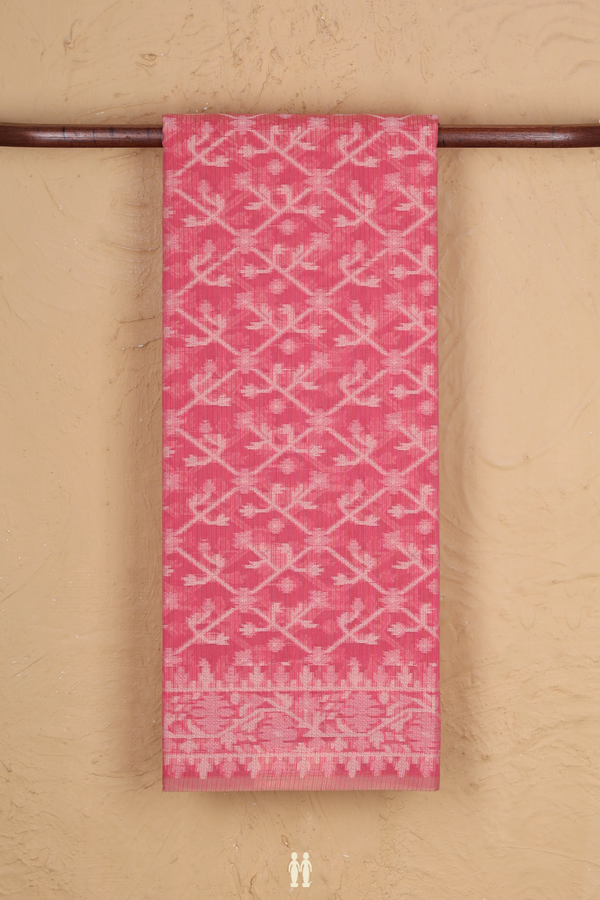Kota Cotton Saree In Punch Pink With Allover Design
