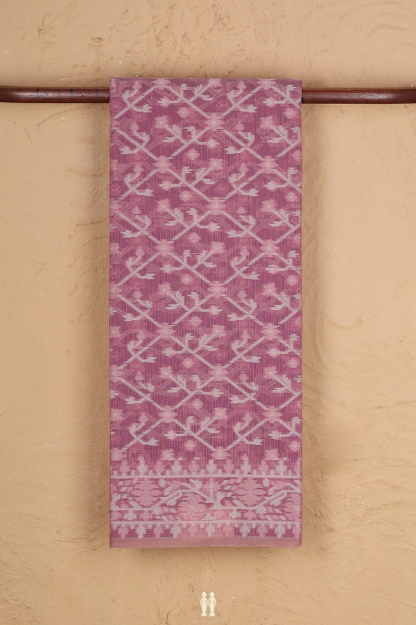 Kota Cotton Saree In Dusty Lavender With Allover Design