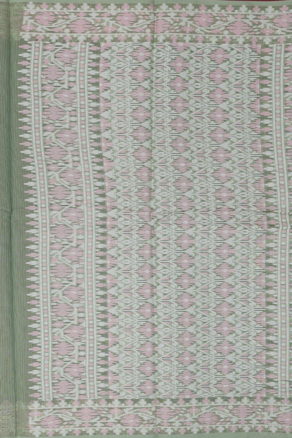 Kota Cotton Saree In Moss Green With Diamond Design