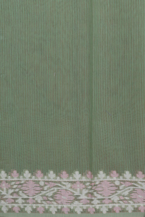 Kota Cotton Saree In Moss Green With Diamond Design