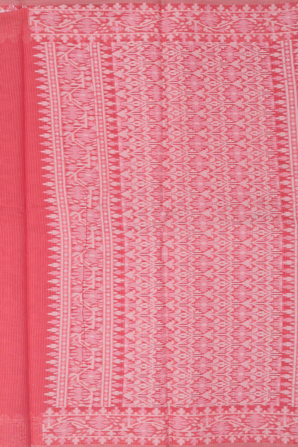 Kota Cotton Saree In Orange With Allover Design