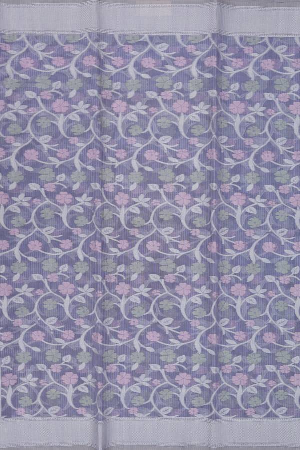 Kota Cotton Saree In Grey With Floral Design