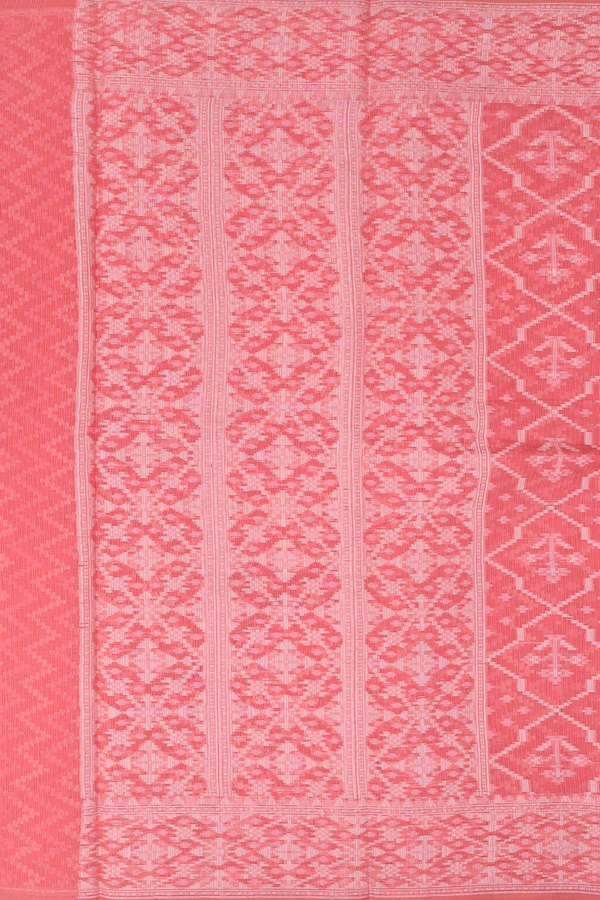Kota Cotton Saree In Dark Peach With Ogee Design