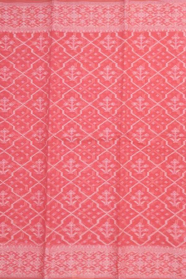 Kota Cotton Saree In Dark Peach With Ogee Design