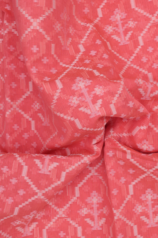 Kota Cotton Saree In Dark Peach With Ogee Design