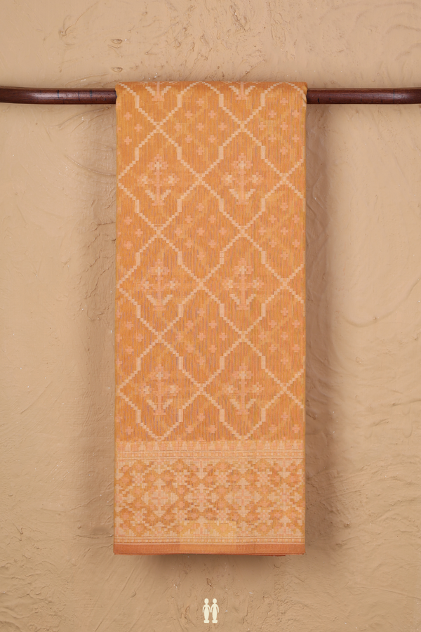 Kota Cotton Saree In Yellow With Floral Design