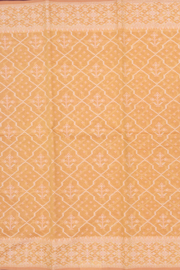 Kota Cotton Saree In Yellow With Floral Design