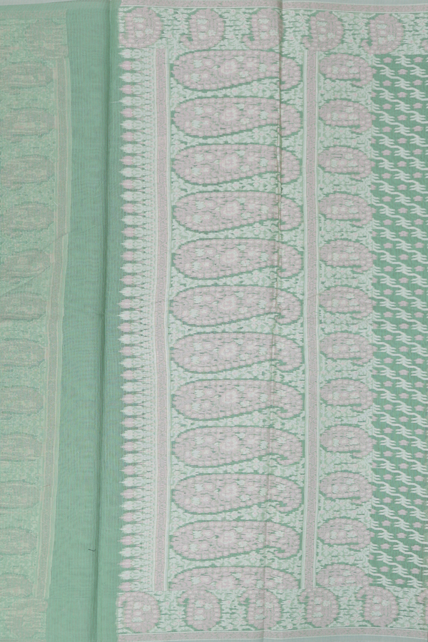 Kota Cotton Saree In Sage Green With Diagonal Design