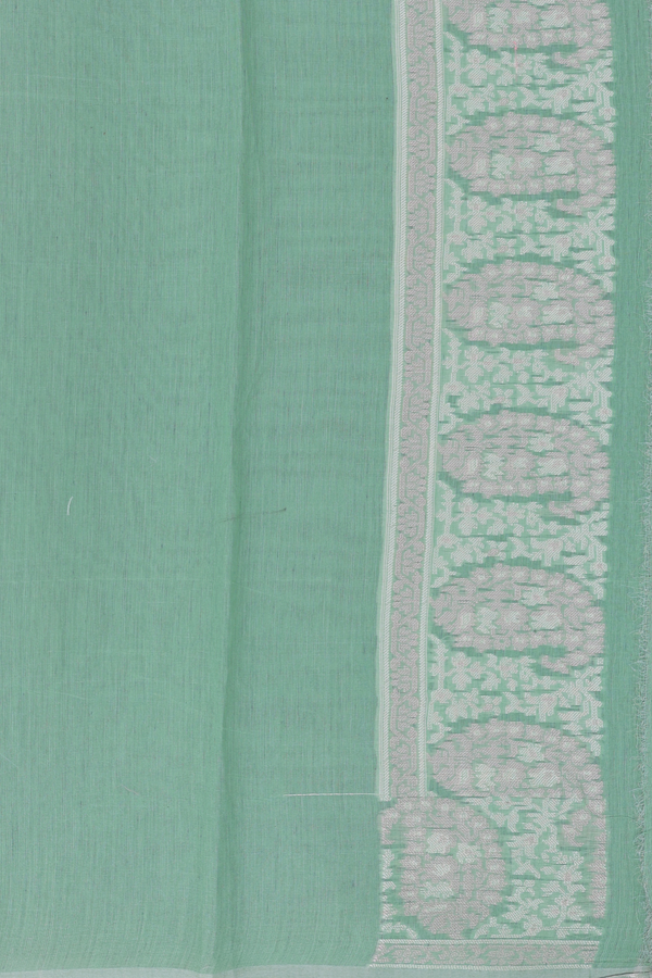 Kota Cotton Saree In Sage Green With Diagonal Design