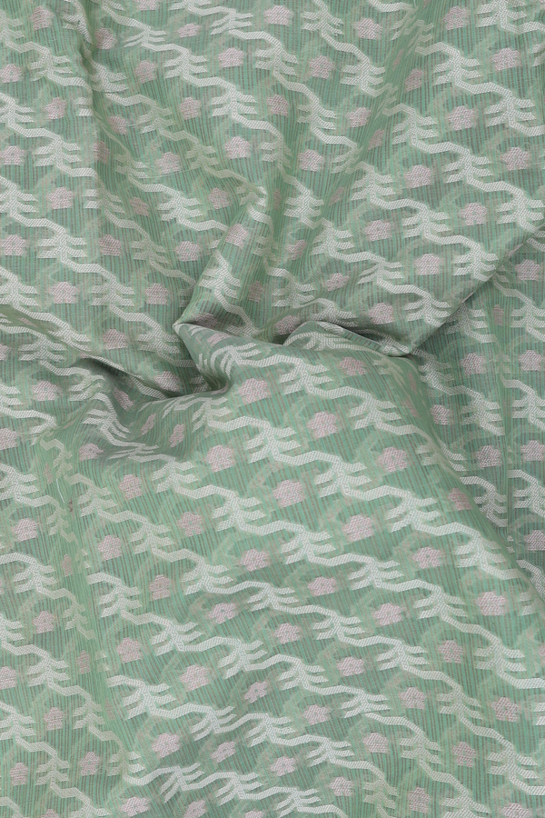 Kota Cotton Saree In Sage Green With Diagonal Design