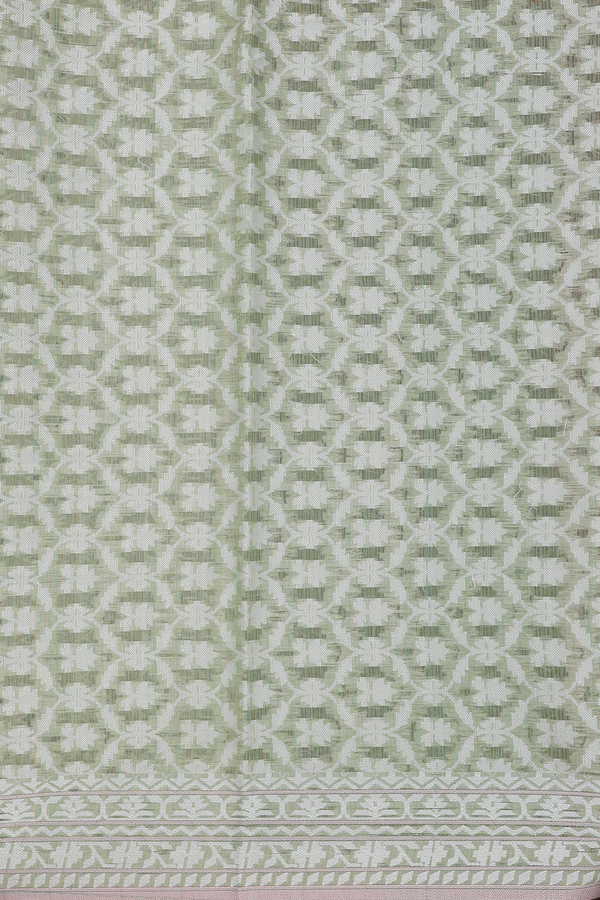 Kota Cotton Saree In Green With Diagonal Design