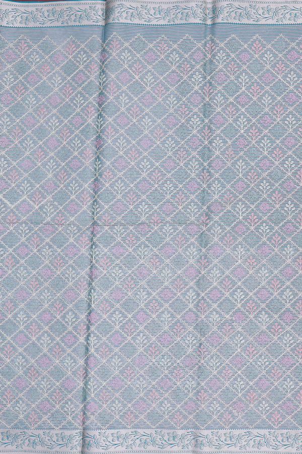 Kota Cotton Saree In Dusty Green With Diamond Design