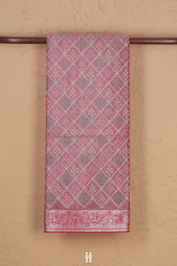 Kota Cotton Saree In Dusty Pink With Diamond Design