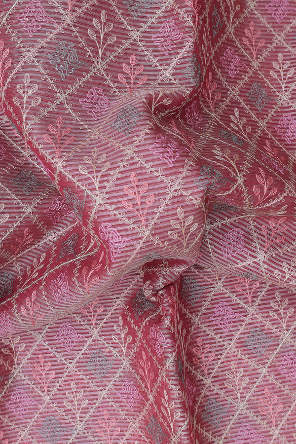 Kota Cotton Saree In Dusty Pink With Diamond Design