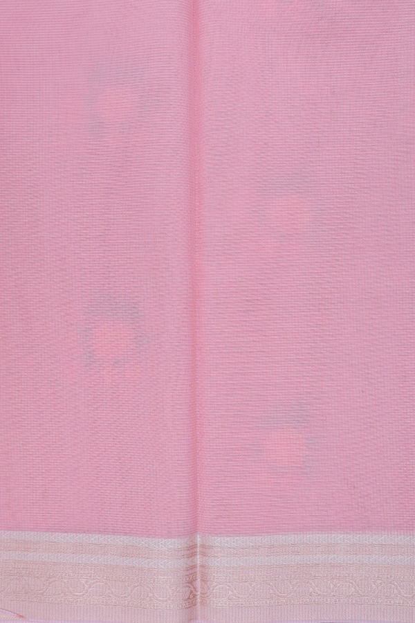 Kota Cotton Saree In Pink With Floral Embroidered Design