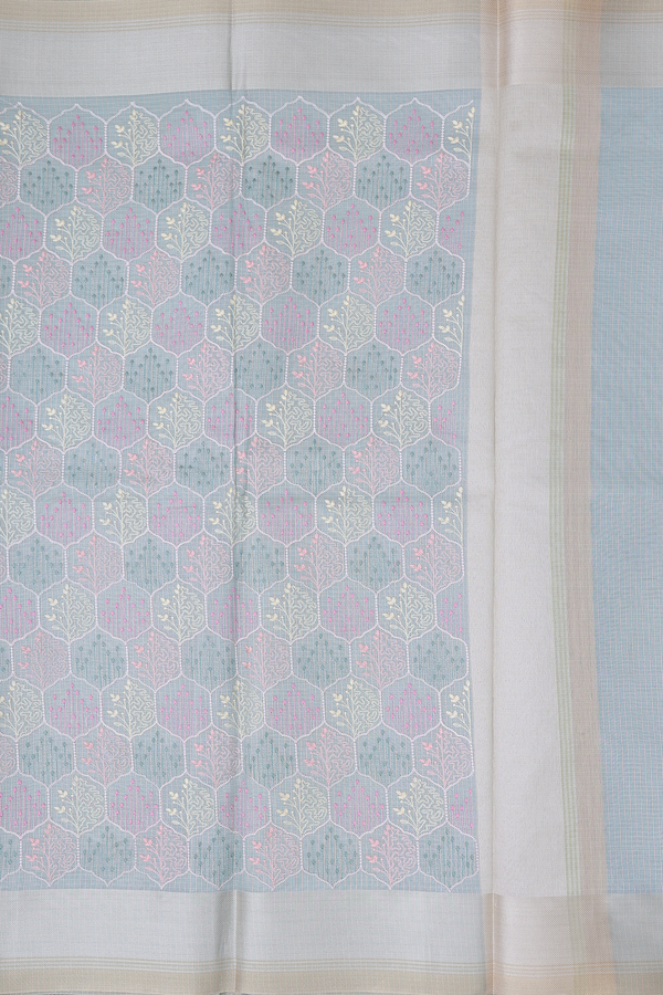Kota Cotton Saree In Light Blue With Allover Design