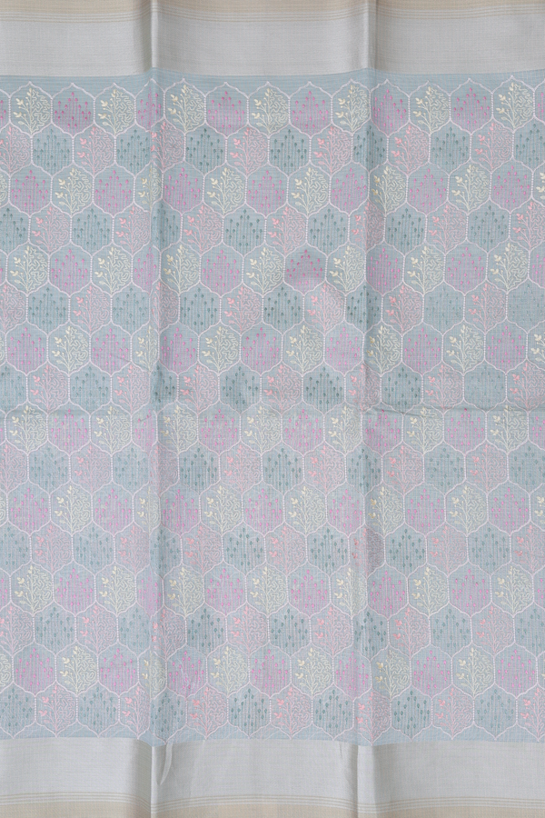 Kota Cotton Saree In Light Blue With Allover Design
