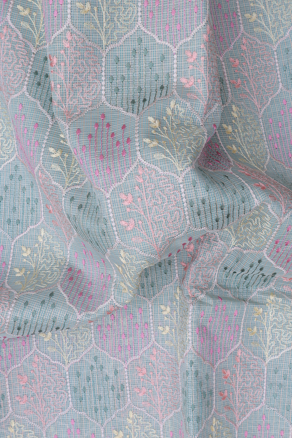 Kota Cotton Saree In Light Blue With Allover Design