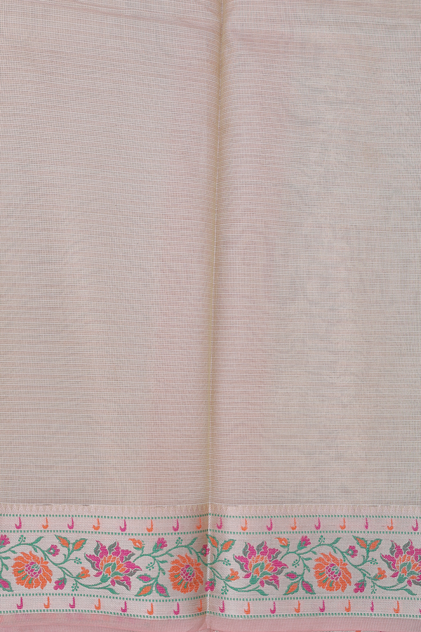 Kota Cotton Saree In Light Brown With Floral Design