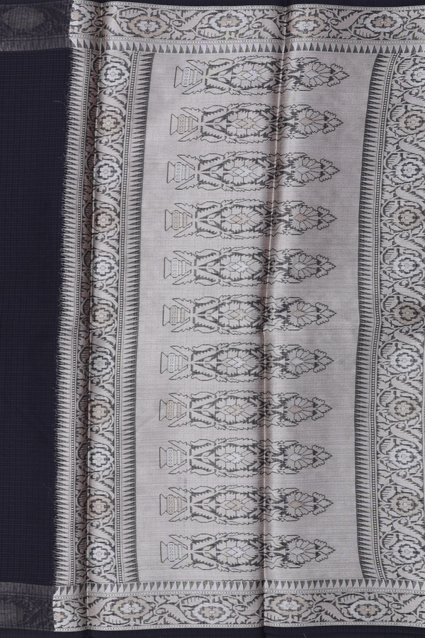Kota Cotton Saree In Black With Floral Buttas