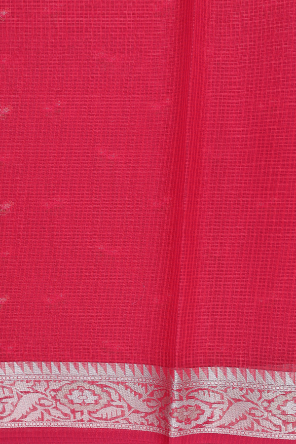 Kota Cotton Saree In Scarlet Red With Floral Buttas