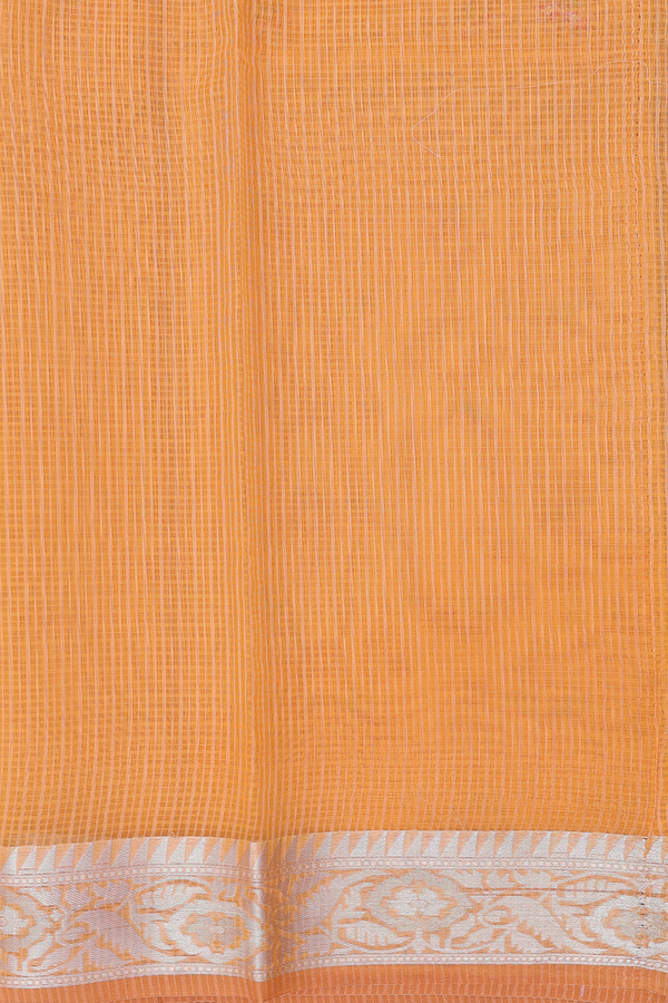 Kota Cotton Saree In Honey Orange With Floral Buttas
