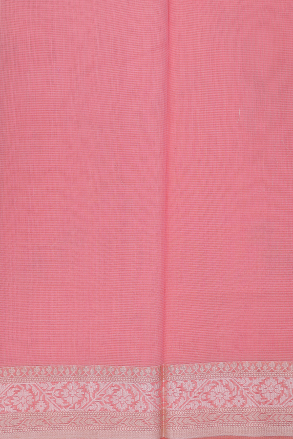 Kota Cotton Saree In Peach Pink With Floral Design