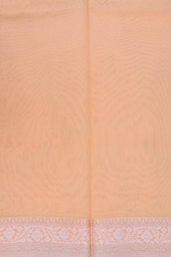Kota Cotton Saree In Light Orange With Floral Design