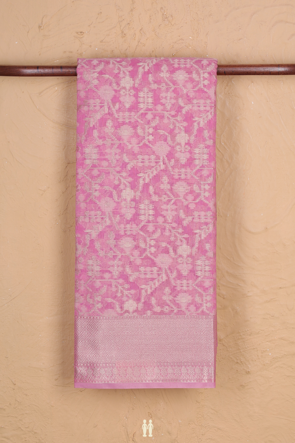 Kota Cotton Saree In Pink With Floral Design