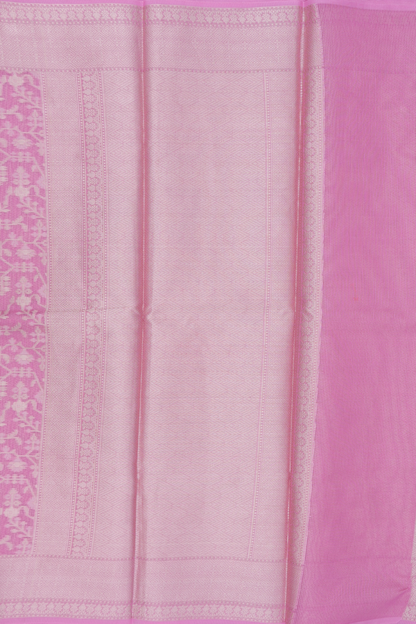 Kota Cotton Saree In Pink With Floral Design