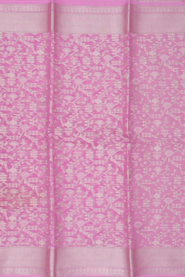 Kota Cotton Saree In Pink With Floral Design