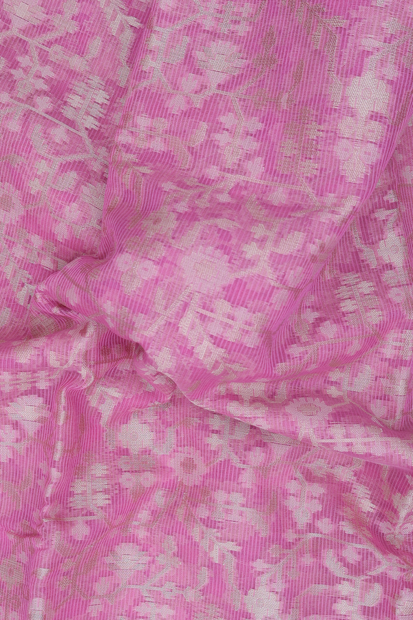 Kota Cotton Saree In Pink With Floral Design