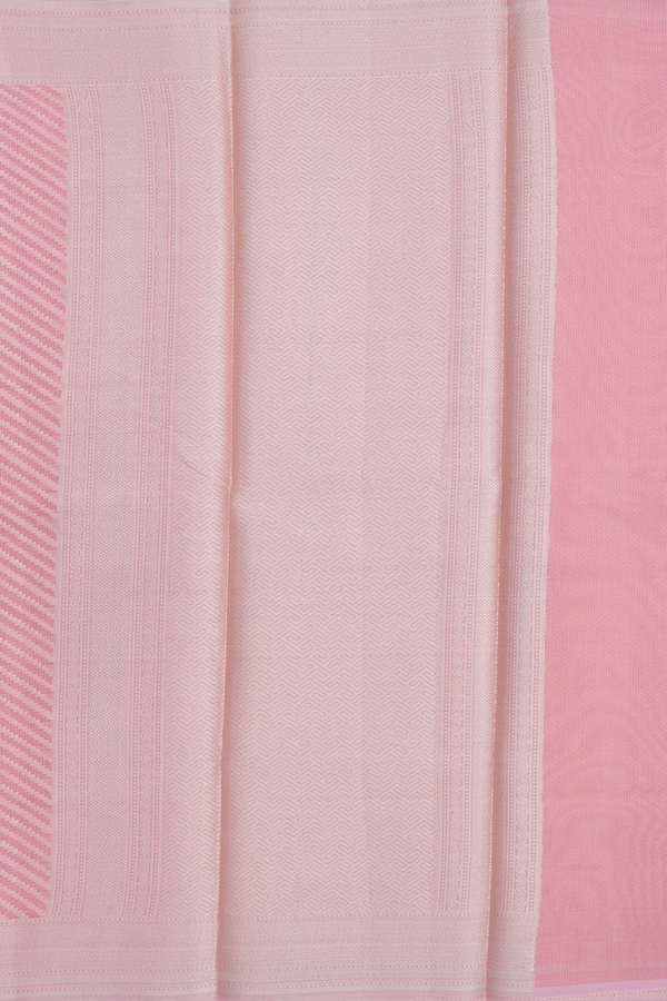 Kota Cotton Saree In Peach Pink With Diagonal Design